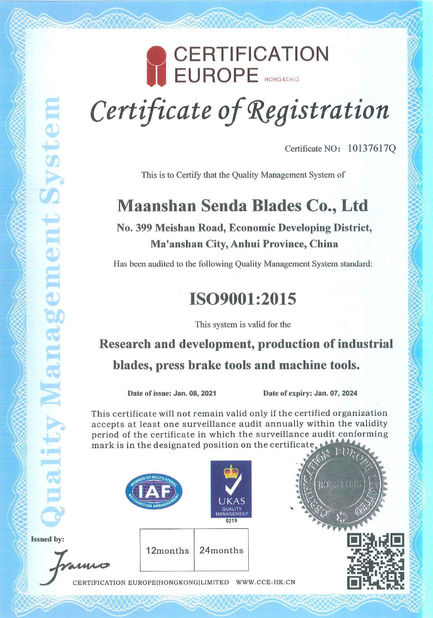 ΚΙΝΑ Senda Group Co.，Ltd Πιστοποιήσεις